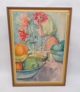 HIRST John,girl with fruit and flowers,Smiths of Newent Auctioneers GB 2024-01-04