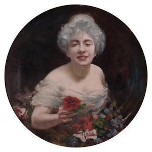 HIRSZENBERG Samuel 1865-1908,Portrait of a Woman with Flowers,1900,Kedem IL 2018-03-20