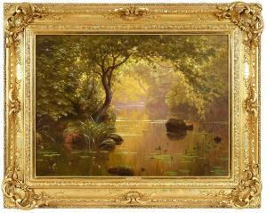 HIS Rene Charles Edmond 1877-1960,Iris et nenuphars sur une riviere calme,Brunk Auctions 2024-01-10