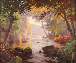 HIS Rene Charles Edmond 1877-1960,Sylvan river landscape,Tennant's GB 2024-03-16