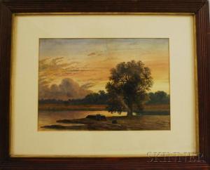 HITCHINGS Henry 1824-1902,Landscape at Sunset,1880,Skinner US 2012-04-11