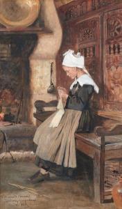 HITZ Dora 1856-1924,Jeune bretonne à son tricot,1887,Beaussant-Lefèvre FR 2019-12-11