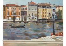 HIYAMA Kenzo 1935,Canal Grande in Afternoon,1974,Mainichi Auction JP 2020-07-18