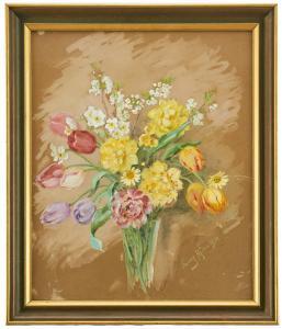 HJELM Fanny 1861-1940,Blomster i vas,1934,Uppsala Auction SE 2021-09-14