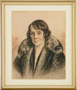 HJELM Fanny 1861-1940,Porträtt av Ellen Roosval von Hallwyl,Uppsala Auction SE 2020-08-18