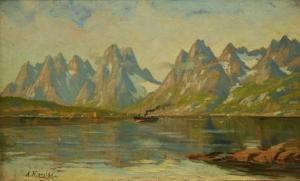 HJERSING Arne 1860-1936,A steam ferry on a fjord,Fieldings Auctioneers Limited GB 2016-04-02