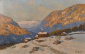 HJERSING Arne 1860-1936,A Winter Landscape, with a Chalet on a Hillside,John Nicholson GB 2020-05-13