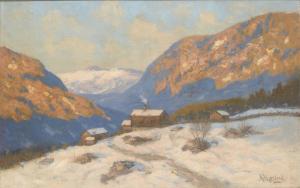 HJERSING Arne 1860-1936,Cottage in an mountain winter landscape,Rosebery's GB 2020-09-23