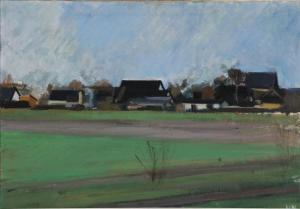 HJORTH NIELSEN Soren 1901-1983,Landscape with houses,1947,Bruun Rasmussen DK 2024-04-02