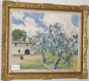 HJORTZBERG Olle 1872-1959,Italiensk gård med oliviträd i förgrunden,,Crafoord SE 2015-09-12