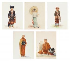 HLA Mg Tun 1800-1800,A set of five full length portrait studies of Burm,Bonhams GB 2022-03-02