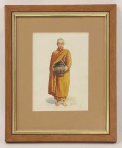HLA Mg Tun 1800-1800,Portrait study of a Burmese Buddhist monk,Sworders GB 2022-05-13