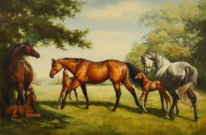 HOARE Gillian E 1900,Mares and their foals,20th century,Rosebery's GB 2018-04-14