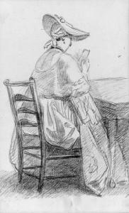 HOARE OF BATH William,A lady seated on a ladder-backed chair, reading a ,Christie's 1998-11-24