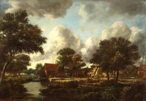 HOBBEMA Meindert 1638-1709,A wooded landscape with water mills,Bonhams GB 2023-07-05