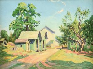 HOBBY Jess Carl 1871-1938,Summer Landscape with Farm Buildings,Simpson Galleries US 2023-05-20