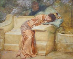 HOBDEN Frank 1859-1936,Study of a woman resting in an ornamental garden w,Rosebery's GB 2021-10-05