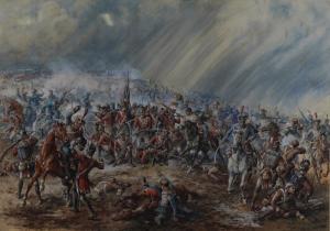 HOBLEY Edward George 1866-1916,Assault by the French cavalry at ,1906,Bellmans Fine Art Auctioneers 2022-10-11