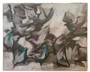 HOCKER Trew 1913-1963,Abstract Composition with Doves,Burchard US 2022-02-19