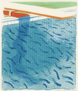 HOCKNEY David 1937,POOL MADE WITH PAPER AND BLUE INK FOR BOOK (MUSEUM,1980,Sotheby's GB 2018-10-18