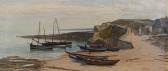 HODDER Albert 1835-1895,Boats moored in a cove,1890,Bellmans Fine Art Auctioneers GB 2022-10-11