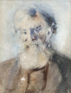 HODGKINS Frances Mary 1869-1947,Study of an Old Man,1890,International Art Centre NZ 2023-11-28