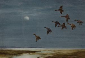 HODGKINSON Cecil Thomas 1895-1979,Ducks by moonlight,Burstow and Hewett GB 2008-10-22
