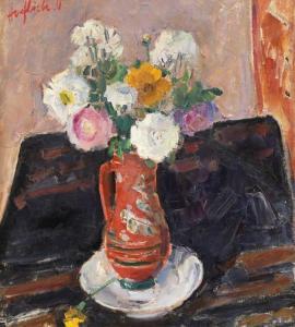 HOEFLICH Valentin 1910-1997,Jar with Lisianthus Flowers,Artmark RO 2024-04-15