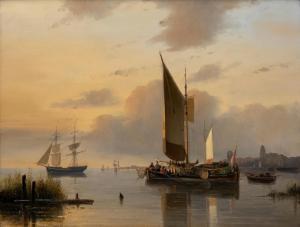HOEN Pieter Cornelis 1814-1880,An evening on a calm river,1844,Venduehuis NL 2023-05-25