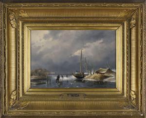 HOEN Pieter Cornelis 1814-1880,Le rivage en hiver,Conan-Auclair FR 2022-12-17