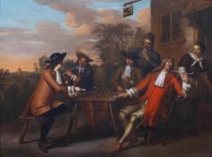 HOET Gerard II 1698-1760,An elegant company smoking and drinking outside an,Bonhams GB 2019-10-23