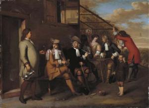 HOET Gerard II 1698-1760,Elegant company smoking and drinking outside an in,Christie's GB 2006-07-07