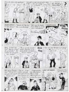 HOEVE van Jean 1900-1900,Originele tekenplaat uit het eerste verhaal Piet P,Bernaerts BE 2013-12-08
