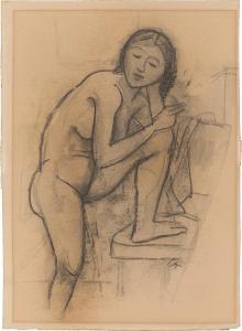 HOFER Carl 1878-1955,Female Nude, one leg on a chair,Villa Grisebach DE 2024-01-07