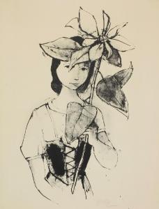 HOFER Carl 1878-1955,Portrait of a girl holding a flowering stem,Canterbury Auction GB 2019-04-09