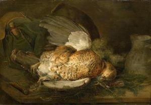 HOFER Ignaz 1790-1862,Hunting still life with a pheasant hen,1842,Galerie Koller CH 2015-09-16