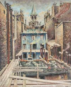 HOFER Walter 1904-1994,Hinterhof in Paris, mit Blick auf den Turm der Kir,1928,Schuler CH 2020-03-23