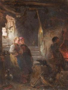 HOFF Karl Heinrich 1838-1890,Two girls at the blacksmith\`s,Hargesheimer Kunstauktionen 2020-09-12