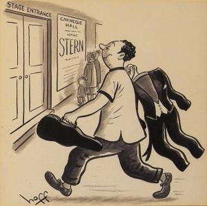 HOFF Syd 1912,Casually dressed Isaac Stern approaches Carnegie H,Illustration House US 2007-03-14