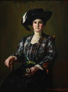 HOFFMAN Gustave Adolph,Portrait of a Seated Middle Age Woman Wearing a Pl,1909,Burchard 2023-01-22