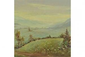 HOFFMANN Adolf 1882-1956,sommerliche Landschaft mit Gebirge im Bildhintergr,Heickmann DE 2015-06-13