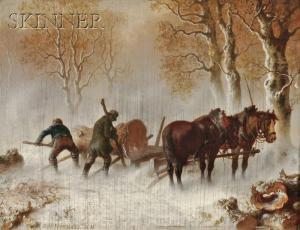 HOFFMANN Carl Heinrich 1818-1896,Loading the Lumber Cart,1881,Skinner US 2011-01-28