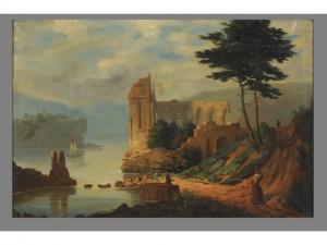 HOFFMANN Franz Xaver 1800-1800,Paysage romantique,1818,Morlaix Encheres FR 2009-04-20