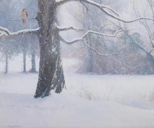 HOFFMANN Gary David 1947,Snowy Landscape with Hawk,Hindman US 2022-05-10