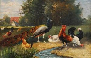 HOFFMANN Georg 1891-1975,Hühner und Pfau,1909,Wendl DE 2016-06-16