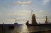 HOFFMANN Georges Johannes 1833-1873,Vissersschepen op kalme zee bij de kust,Venduehuis NL 2022-10-11