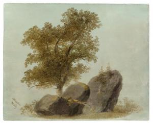 HOFFMANN Jakob 1815-1884,Baum hinter Felsen,1854,Villa Grisebach DE 2014-05-28