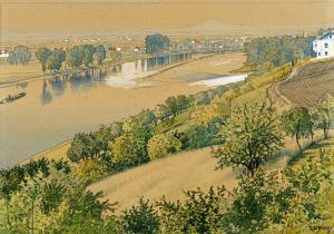 HOFFMANN ROBERT 1868-1935,Blick auf die Elbe bei Litomerice (Le,1915,Schmidt Kunstauktionen Dresden 2024-11-02