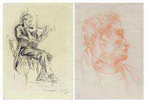 HOFKER Willem Gerard 1902-1981,Sketch of a Violin Player,Borobudur ID 2012-06-09