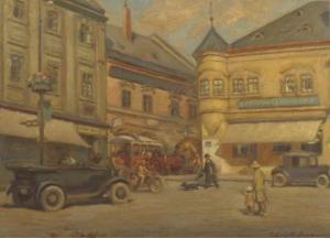 HOFMANN Robert 1889-1987,Busy main square in Kromeriz, Czech Republic,1930,Christie's GB 2004-09-01